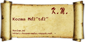 Kozma Máté névjegykártya